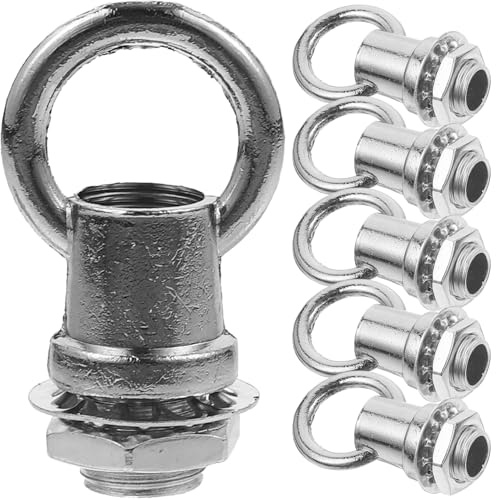Gancho Colgante M10 de Aleación de Zinc E Hierro 6 Piezas | Diseño de Cierre, Rosca Completa Tuerca, Color Plata, Soporte hasta 50kg