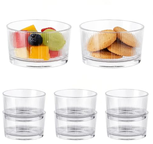 DASIAUTOEM transparenta dessertglas, 8 stycken små dessertskålar av glas, glassbägare glas isskålar dessertskålar, stapelbara serveringsskålar för tiramisu, pudding, yoghurtmüsli 200 ml