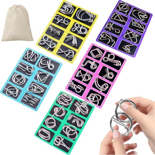 Metallisches Denkspielzeug, Metallpuzzle, Montessori Metal Puzzle Metallpuzzle Für Für Erwachsene & Kinder, Metall Knobelspiele, Entsperrset Logisches Denken (Satz 2)