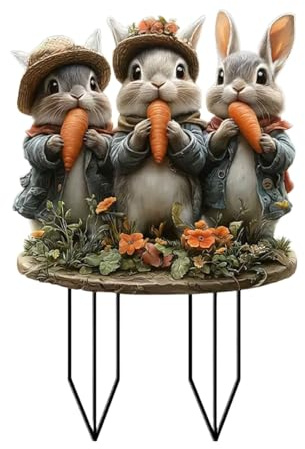 Easter Bunny Yard Signs Bunny Garden Stakes Easter Rabbit Garden Stake Outside Animal Stake Cute Hare Decoration Lawn Yard Decorations (F)