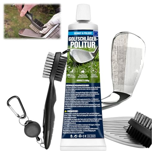 Pro Golfschläger-Reiniger-Set,Golfschläger-Reinigungsset 3-in-1 mit Golfschläger-Reinigungsbürste, 200g Golfschläger-Politur, Golfschläger-Pflegeset für sofortigen Rillenrost & Kratzerentferner
