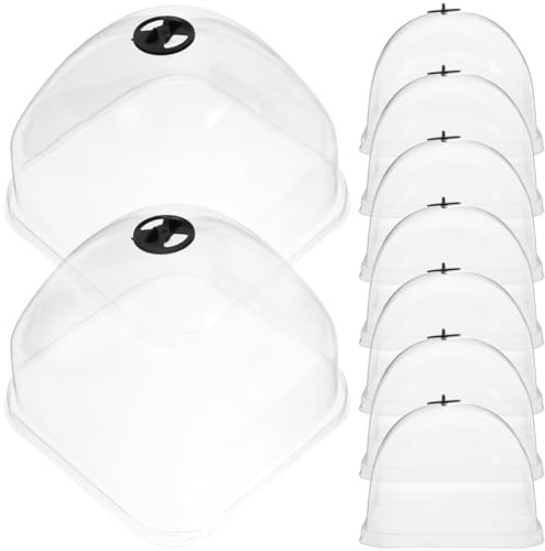 TOPBATHY 10 Stück Kunststoff Gartenkuppel Pflanzenschutz Haube mit 12cm Durchmesser Transparente Atmungsaktive Pflanzenabdeckung für Gartenschutz und Frostschutz