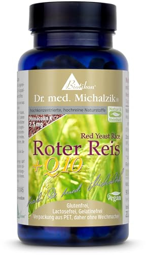 Roter Reis + Q10 Dr. med. Michalzik - Fermentierter roter Reis mit Q10 - Monascus purpueus Extrakt [67,39 mg] | Coenzym Q10 [100 mg] - ohne Zusatzstoffe - von Biotikon®