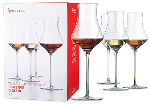 Spiegelau 1416176 Willsberger - Vaso digestivo de 6.5 onzas (juego de 4), cristal, transparente