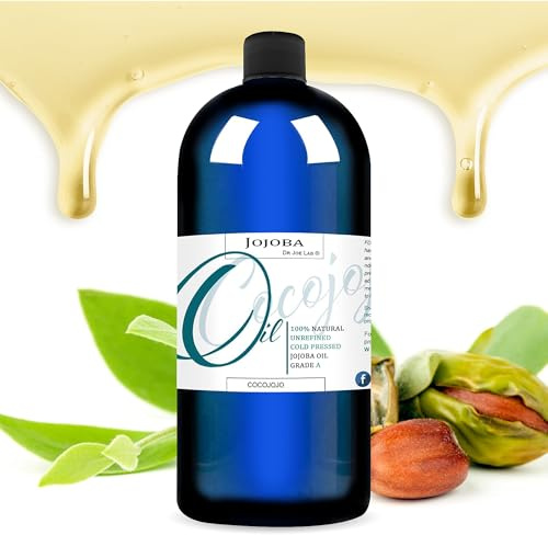 cocojojo Jojoba Oil Organic, Jojoba Oil for Hair Growth, Jojoba Oil for Skin, Jojoba Oil for Face, 100% Pure Natural, Cold Pressed, Deep Moisturizing Anti-Aging, Essential Oils - 32 Fl Oz
