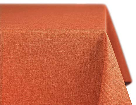 BEAUTEX fleckenabweisende und bügelfreie Tischdecke - Tischtuch mit Lotuseffekt - Tischwäsche in Leinenoptik, Oval 135x180 cm, Terracotta