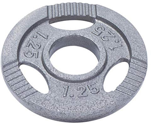 GORILLA SPORTS® Olympia Hantelscheiben - 1,25kg, 2,5kg, 5kg, 10kg, 15kg bis 20kg Gewichte, 50mm Bohrung, Tri-Grip, aus Gusseisen, Silber - Gewichtsscheiben, Olympiascheiben