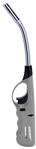 KONSUMANY 1x Stabfeuerzeug Sturmfeuerzeug Gas Feuerzeug (Silber) flexibel biegsam 29,5 cm lang nachfüllbar