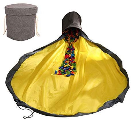 SUOXU Spielzeug-Aufbewahrungskorb, faltbare Spielzeug-Aufbewahrungstasche mit Kinder-Spielmatte, Kordelzug, kann schnell organisieren und aufbewahren Kinderspielzeug (150 cm)