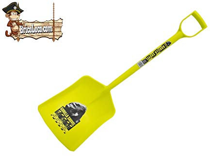 BricoLoco Pala cuadrada nieve, jardinería, obra. Ecológica. Amarilla. Certificado alimentaria.