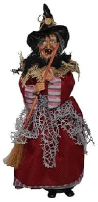 Befana strega con scopa porta doni luci suoni addobbi halloween natale bambini decorazioni natalizie pupazzo bambola statua cm 35
