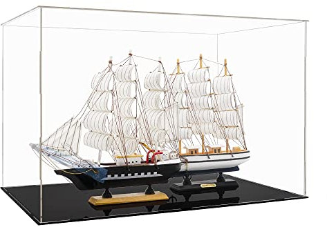Tingacraft Acrílico Vitrina Grande (56 x 36 x 37 cm) para Barco Maquetas Figura 30cm 1/6, Cristal Caja Metacrilato Expositor para Colecciones