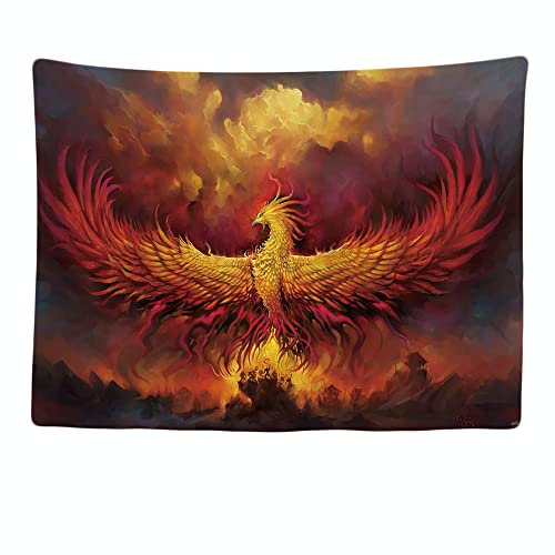 Ulticool - Wandteppich Tapestry Dekoration Wohnung - Phoenix Phönix Feuer Griechische Mythologie - 200 x 150 cm groß - Wandtuch Wandbehänge - Accessoires für Schlafzimmer Wohnzimmer