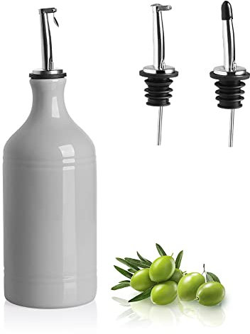 SWEEJAR Porzellan Olivenölspender Flasche, Blickdichte Ölmenge schützt Öl zur Reduzierung der Oxidation, 467ml (Grau)