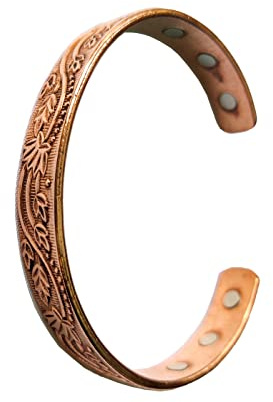 Wonder Care Ren blommig magnetiskt koppararmband, justerbart för att passa de flesta handleder, minska inflammation, gratis gravering, stämpling, anpassad storlek – 6 MGNT