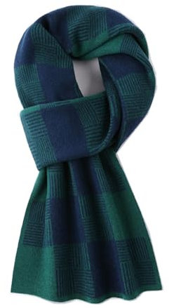 VKEID Herrenschal Schal Herren Winter Vielseitiger, verdickter, warmer, karierter Strickschal in Geschenkbox Winterschal (Color : Green, Size : 180x30cm)