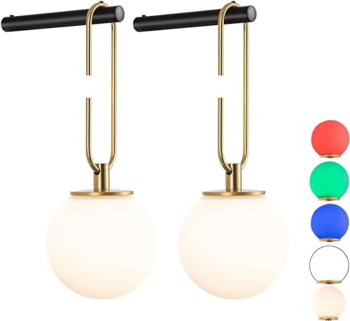 Wandleuchte Innen 2 Stück,Akku Wandlampe Kabellos Dimmbar Ohne Stromanschluss Mit Fernbedienung & Batteriebetrieben Wandlicht 3-Farbtemperaturen Für Wohnzimmer Schlafzimmer Treppenhau ( Color : Black