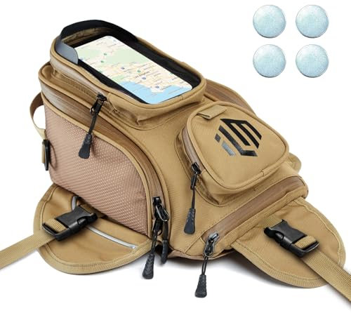 ILM Motorcycle Tank Bag Oxford Saddle Brown Motorbike Bag with Strong Magnetic,BT01