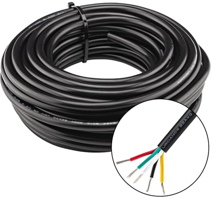 URCIANOW 10M Cable 5 Hilos 22AWG, UL2464 Cobre Estañado para LEDs | Cable de cobre estañado, adecuado para circuitos de alimentación y equipos pequeños.