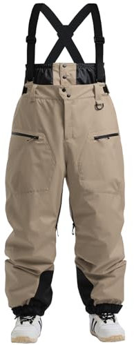 GSOU SNOW Men Snow Bibs Women Ski Pants Snowboard Overall Insulated Caramel