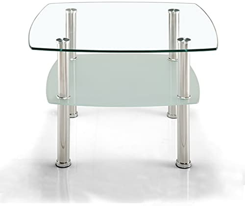GELASIGE Couchtisch, Beistelltisch, runder Nachttisch, 2-lagig, multifunktional, Couchtisch aus Glas, Beistelltisch für das Sofa, Couchtische für das Wohnzimmer (A)