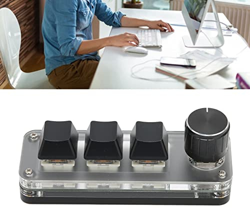 ZJchao Tastiera Macro, Tastiera Piccola a 3 Tasti Tastiera da Gioco con una Mano Tastiera con una Sola Mano Scorciatoia Multifunzione Tastiera Meccanica con una Sola Mano