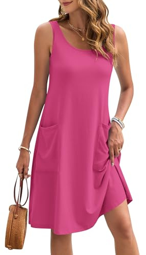 AUSELILY Sleeveless Knee Length Summer Dresses Women UK with Pockets