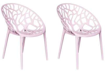 LC Garden Vomo Stapelstühle 60,5x58x79cm Gartenstühle Terassenstühle Bistrostühle Kunststoffstühle (Rosa, 2er Set)