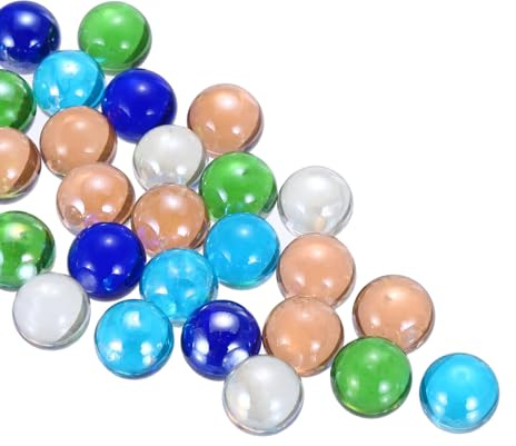 QUARKZMAN Perle di Vetro, 1 Set Gemme Tonde in Vetro Colori Misti 0.60lbs (0.63) Biglie di Vetro Ciottoli per Riempimento Vasi Decorazione Acquari Artigianato Fai-da-Te