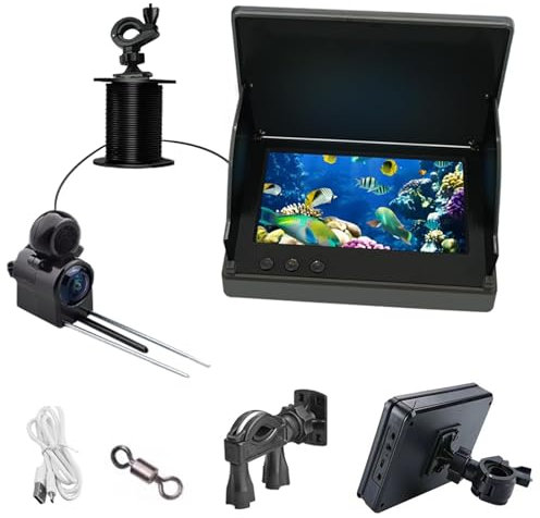 Anglereye Underwater Fishing Camera, 4.3 Portable Inch HD Ice Fishing Camera, LCD Monitor HD Fishfinder 220° Wide View Make for Any Fish (30M)