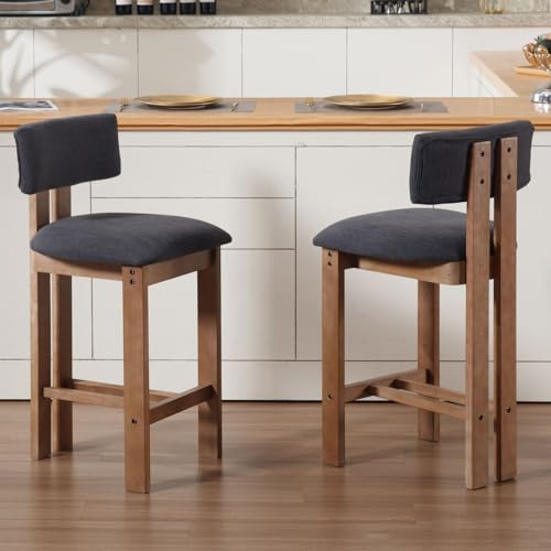Ya-Home Lot de 2 Tabourets de Bar Vintage en Bois, Gris