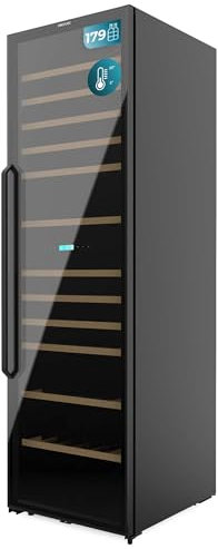 Cecotec Vinoteca 176 Botellas Bolero GrandSommelier Duo 176000 Black. Temperatura Dual, Protección UV, Alarma Temperatura, Filtro Carbón, Puerta Reversible, LED, Compresor Eficiente