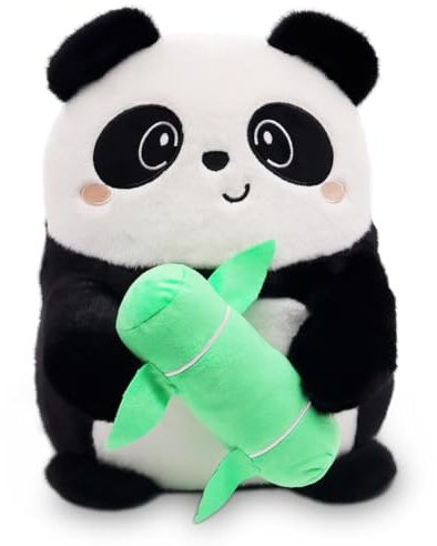 HOXSNII Panda Cuscino in Peluche, 40 CM Panda Giocattolo di Peluche Cuscino Decorativo Cartone Animato Peluche Cuscino Bambola Giocattolo Cuscino Abbraccio Animale Giocattolo per Bambini Regalo