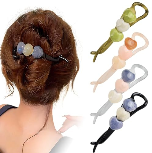 4 Piezas Pinzas para el Cabello, Pinzas Banana, Pinza Agarre, Rectas, Antideslizantes y No Dañan el Cabello para Peinados Recogidos, Semirecogidos y Colas de Caballo