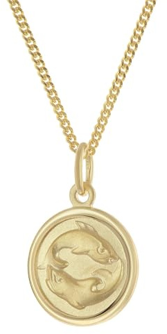 trendor Kinder Sternzeichen Fische Gold 333 mit vergoldeter Kette wunderschönes Schmuckstück für Mädchen und Jungen, zauberhafte Geschenkidee 28468-03-45 45 cm