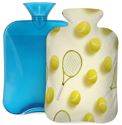 Mexpekil Bolsa de agua caliente de pelotas de tenis con funda, bolsa de agua caliente de PVC de 2 litros para alivio del dolor, pies, espalda, calor
