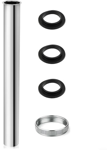 Sandyseptember Stainless Steel Drain Extension Pipe For Sink Basin With Leak Resistant Union Nut And Three Sealing Washers Suitable For Standard 1 1/4 Inch Siphons