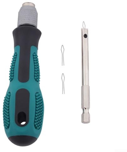Gdfnmogo Herramienta de inserción de pezón de radios de bicicleta de acero inoxidable para ruedas de doble llanta, broca de 8 cm con mango y 3 anillos de retención, accesorio de mantenimiento portátil