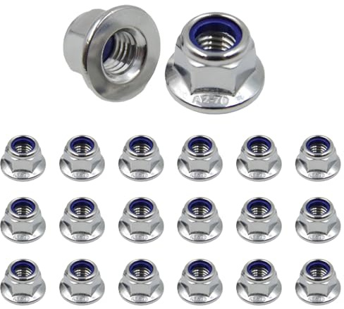 20 Stück M8 Flanschmuttern Selbstsichernde Muttern 304 Edelstahl DIN6923 A2 V2A Regelgewinde Sechskantmuttern Flansch Stopmuttern Klemmmuttern