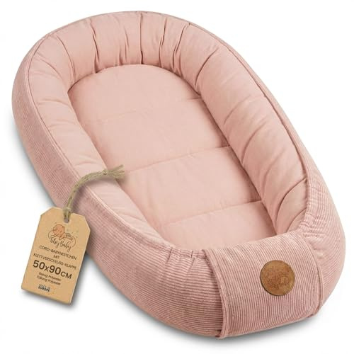 Gosigt Bebisnäste Nyfödd – Baby Nest mjukt bärbart och bekvämt för Spjälsäng Barnsäng Vagga Barnrum och Resa – ombonat mysigt för Pojke Flicka 90x50 cm Rosa Manchester