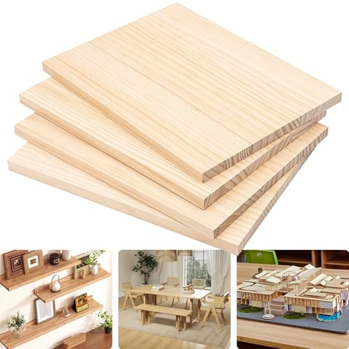 Panneaux de contreplaqué de pin, Paquet de 4 planches bois pin non finies, plusieurs tailles(40x45 cm,1.5 cm)