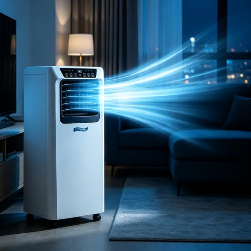 GerCxxly Aire Acondicionado portátil,silencioso e Inteligente,para dormitorios 9000BTU | con modos de enfriamiento,deshumidificador y ventilador,temporizador de 24 horas y kit completo para ventanas