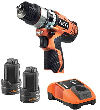 AEG BSB 12 C2 Trapano a Percussione Ultra-Compatto 12V, Lungo 192mm, 2 Velocità: 0-400/0-1500 g/min, Mandrino Autoserrante di 10mm, 2 batterie da 2.0Ah incluse
