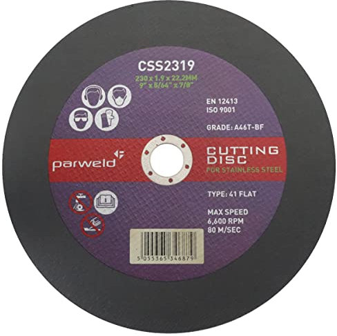 (Pack of 4) Parweld (9) 230mm x 1.9mm Thin Stainless Steel Cutting Discs - Metal Slitting Discs