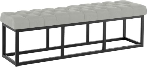 CLP Panca da Ingresso Amun in Tessuto, Panca Imbottita con Struttura in Metallo Nero Verniciato a Polvere, per Camera da Letto Colore Grigio Dimensione 150 cm