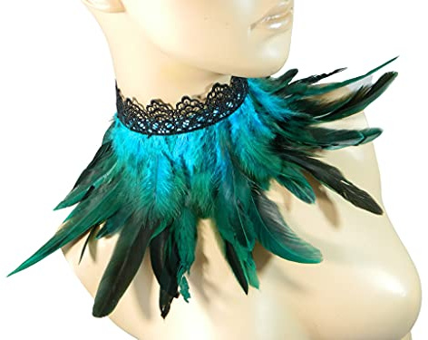 Feder Kragen, Federhalsband, Pfau Kostüm, Karneval Accessoire, Burlesque Tanz, Tribal Fusion