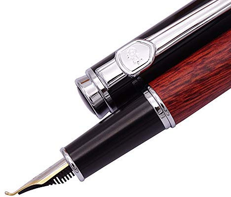 Jinhao Natur-Füllfederhalter aus Rosenholz, gebogene Spitze (fein bis breit), Fude-Stift für Kalligrafie, Kunstzeichnung und Handschrift