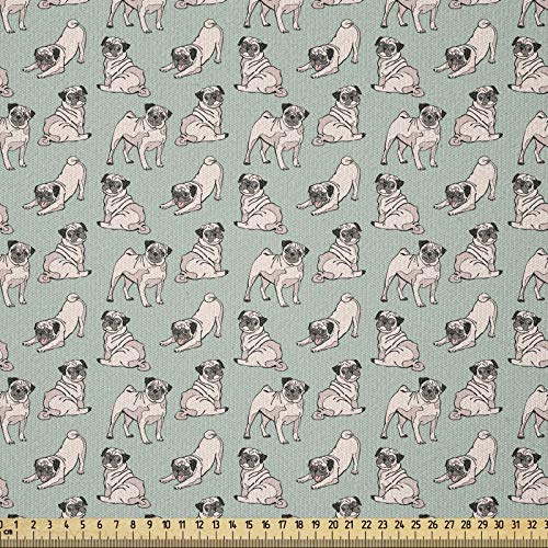 ABAKUHAUS Mops Stoff als Meterware, Sitzen Dehnen Hund, ausdehnbar mit Elestan für Heimwerkarbeiten und Näharbeiten, 1Meter, Türkis