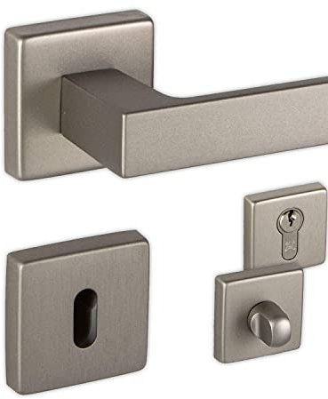 Gedotec Set di Maniglie in Alluminio per Porte | PUSH 1317 | 1 Set di maniglie per porte incl. materiale di fissaggio | Acciaio Inox | BB-Buntbart | Coppia di maniglie in argento per porte interne