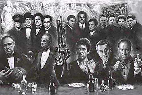 WJWGP Gangster Mafia Schwarz Weiß Leinwand Bild Klassische Tv-Film Seide Stoff Mode Poster Und Kunstdruckt Einfache GemäLde Wandbilder Home Deko 50x70cm No Frame
